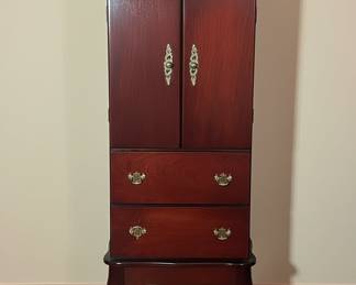 Cherry Finish Jewelry Armoire with Cabriole Legs