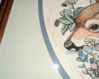 Fawn and Flowers Print by Susan Bourgeois