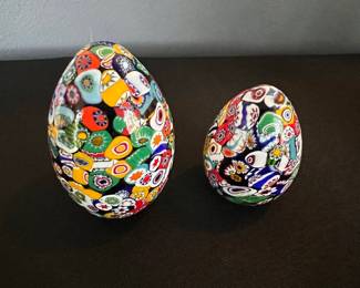 Murano Style Millefiori Glass Egg Decor