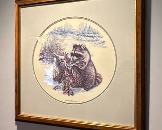 Stamped Raccoon Lithograph Print by Edward J. Gallagher