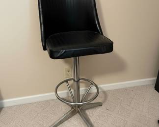Black Vinyl and Chrome Swivel Bar Stool
