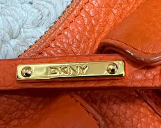 DKNY Orange Pebbled Leather Shoulder Bag