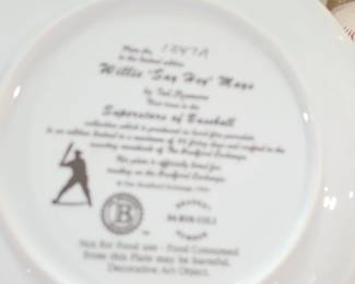Willie Say Hey Mays Superstars of Baseball Collector Plate second image