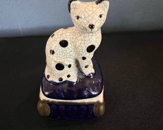 Staffordshire Style Dalmatian Cat Ceramic Figurine