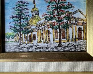 Pair of Eustassio Rojo Porcelain Tile Paintings