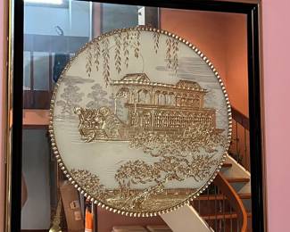 Vintage Chinoiserie Etched Mirror
