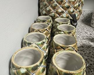 Pineapple Ceramic Decanter and Tumblers Set