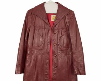 7 Days Leather Ltd. Women's Burgundy Leather Trench Coat