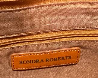 Sondra Roberts Orange Leather Shoulder Bag with Crocodile Embossed Flap