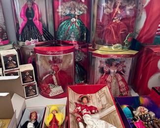 Collection of Happy Holidays Barbie Dolls