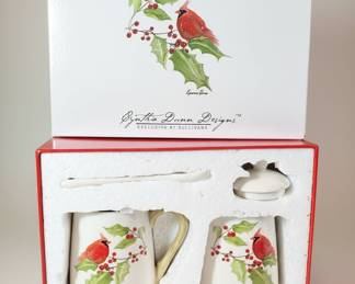 Cynthia Dunn Designs Cardinal Ceramic Sugar and Cream Set