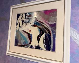 Peter Max Style "Lady with Veil" Serigraph