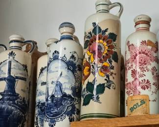 Delftware hand painted Bols Bottles in color