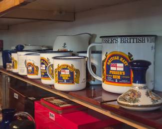 The British Navy Pusser's Rum Enameled Tin Cups good to the last drop