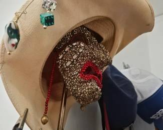 Mardi Gras Mask. Zydeco Straw Hat.