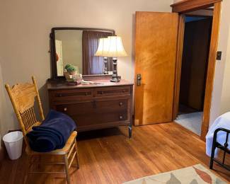 Chair, dresser with mirror