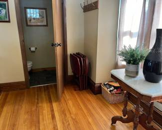 Antique table and folding trays