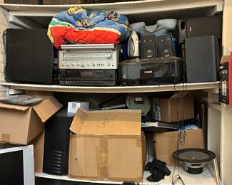 Multiple vintage electronics speakers