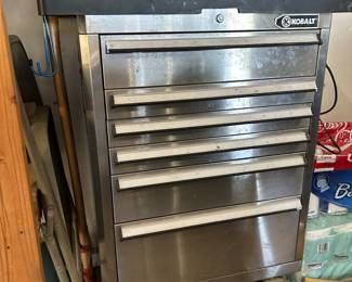 Metal tool box on wheels