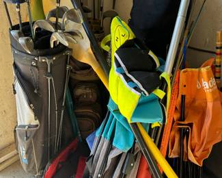 Golf clubs, fishing poles