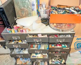 Sewing notions & cabinet