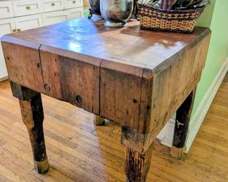Antique butcher block table