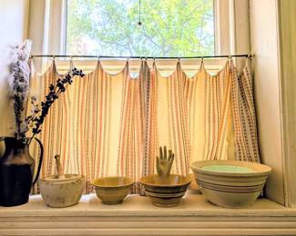 Vintage yellow ware & apothecary mortar