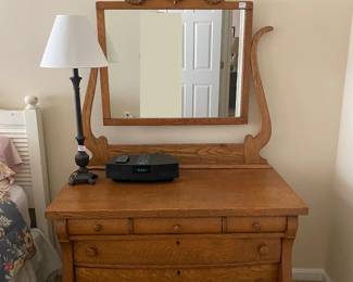 Tiger Oak Washstand with Tilting Mirror