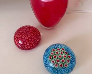 Murano Paperweights and heart vase