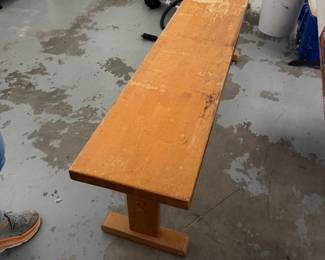 Long wood bench
