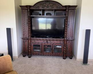 Media cabinet, TV and speakers