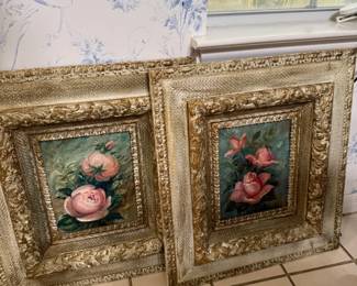 Vintage Peony & Rose Original Paintings
