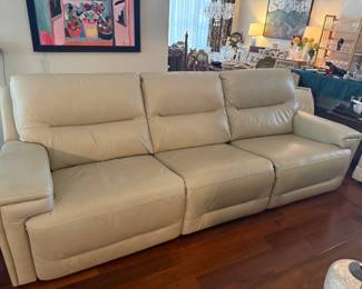 Three Seat Powered Sofa Recliner.  All 3 recline.  VERY comfortable.