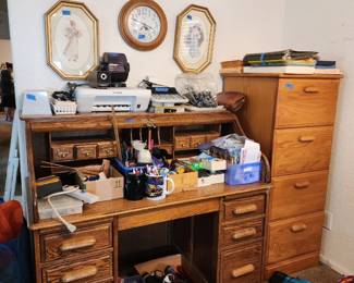 Jefferson Roll top desk wood filing cabinet 