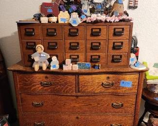 Index filing cabinet, oak dresser