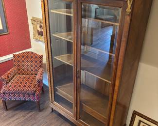 Gorgeous Antique Inlayed Double Door Book Case - This piece is incredible!!
