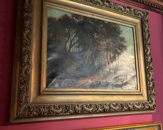 Original Framed Antique Landscape Oil Painting signed P.T. Bower 1881