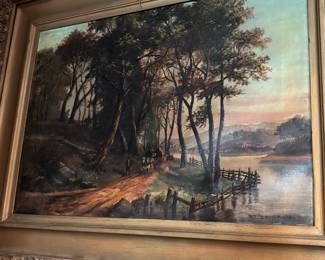 Original Framed Antique Landscape Oil Painting signed P.T. Bower 1881