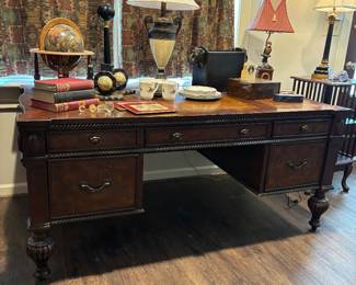 "The Resolute Desk" Antique Inspired Leather Top Desk