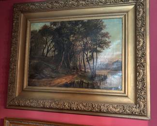 Original Framed Antique Landscape Oil Painting signed P.T. Bower 1881