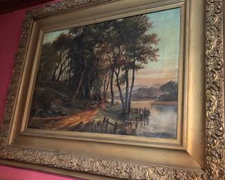 Original Framed Antique Landscape Oil Painting signed P.T. Bower 1881