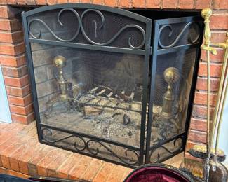 Fireplace screen | Brass Andiron/Firedogs