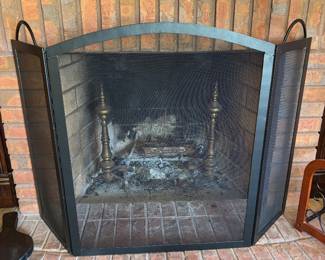 Fireplace screen | Brass Andiron/Firedogs