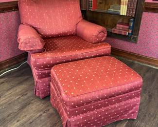 Handsome Upholstered Chair + Ottoman