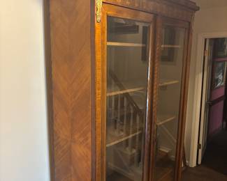 Gorgeous Antique Inlayed Double Door Book Case - This piece is incredible!!
