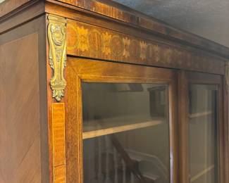 Gorgeous Antique Inlayed Double Door Book Case - This piece is incredible!!