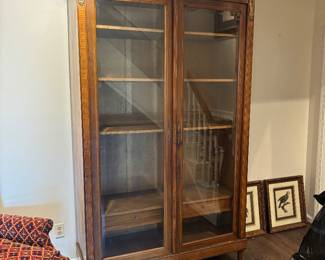 Gorgeous Antique Inlayed Double Door Book Case - This piece is incredible!!