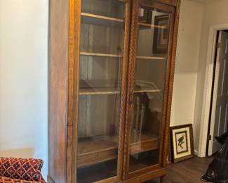 Gorgeous Antique Inlayed Double Door Book Case - This piece is incredible!!
