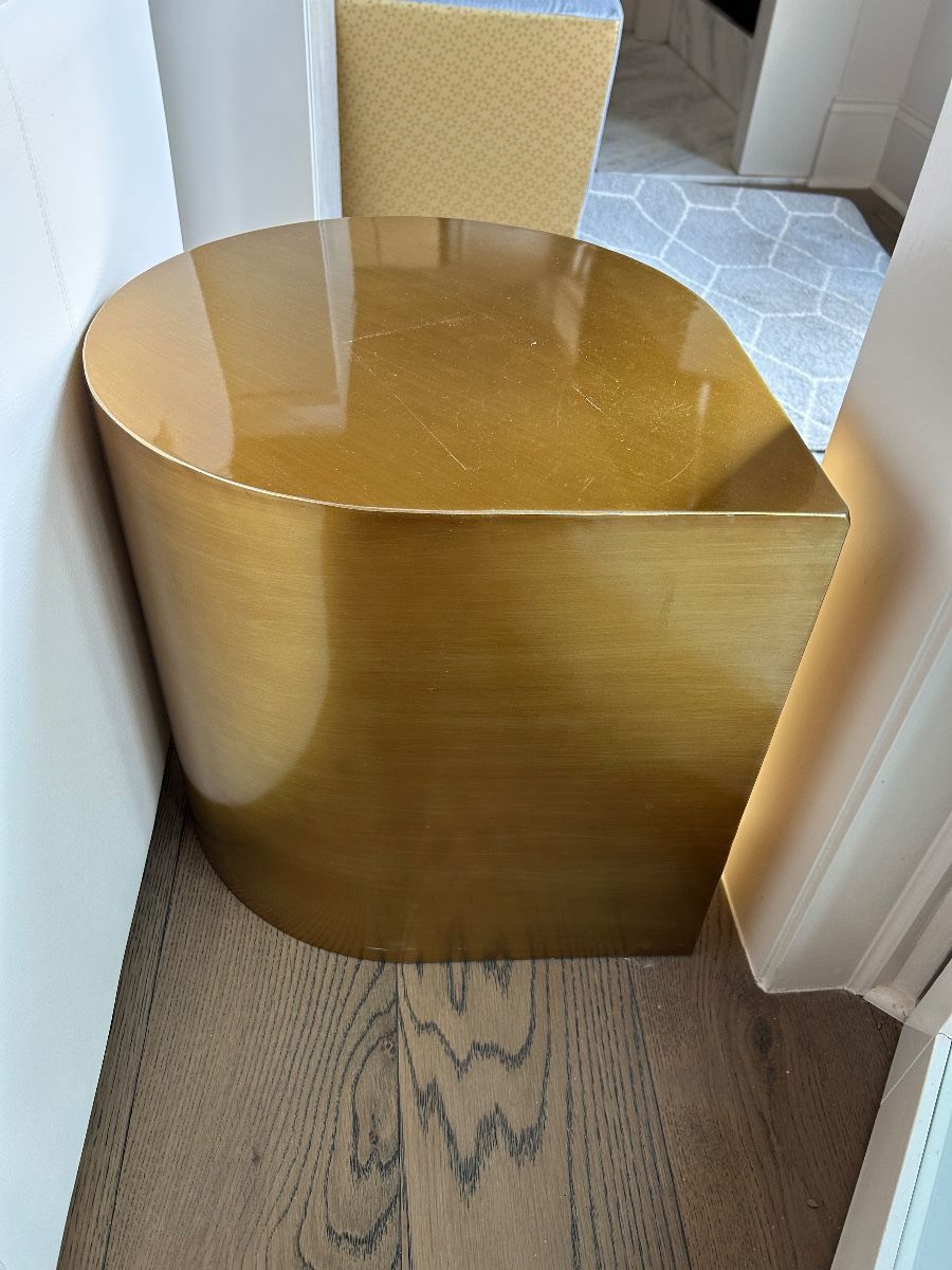     pair of gold tear drop end tables