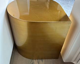     pair of gold tear drop end tables